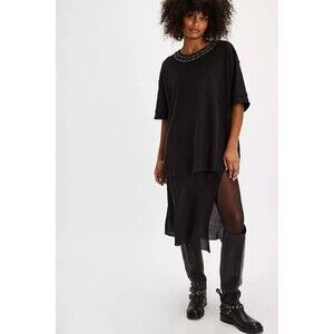 Free People We The Free You're A Gem Tee Tunic Top Beaded Embellished M 281231